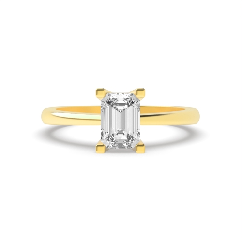 4 Prong Emerald Yellow Gold Open basket set Engagement Rings