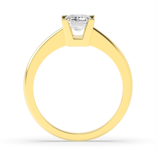 4 Prong Emerald Yellow Gold Open basket set Engagement Rings