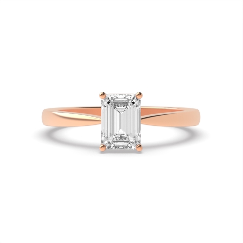 4 Prong Emerald Rose Gold Basket set Engagement Rings