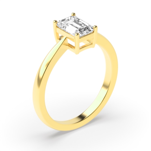 4 Prong Emerald Yellow Gold Basket set Engagement Rings