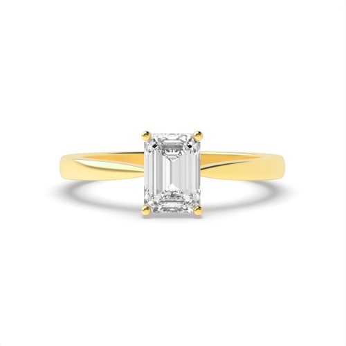 4 Prong Emerald Yellow Gold Basket set Engagement Rings