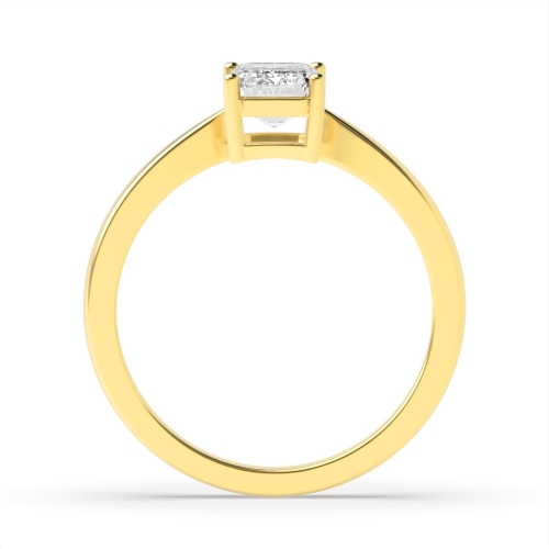 4 Prong Emerald Yellow Gold Basket set Engagement Rings