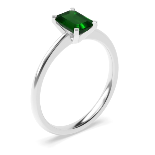 4 Prong Emerald Classic Solitaire Engagement Rings