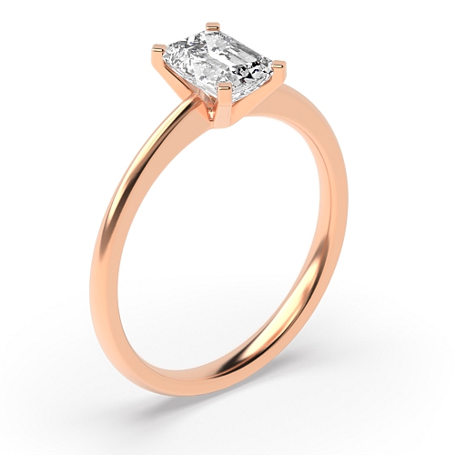 4 Prong Emerald Rose Gold Tulip Engagement Rings