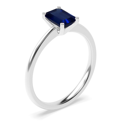 4 Prong Emerald Tulip Blue Sapphire Engagement Rings