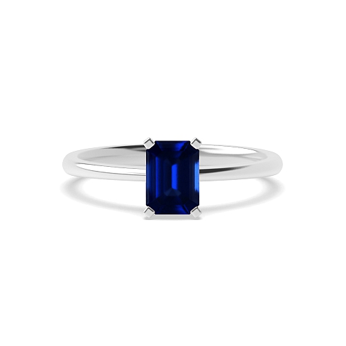 4 Prong Emerald Tulip Blue Sapphire Engagement Rings