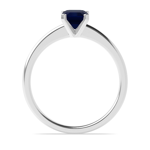 4 Prong Emerald Tulip Blue Sapphire Engagement Rings