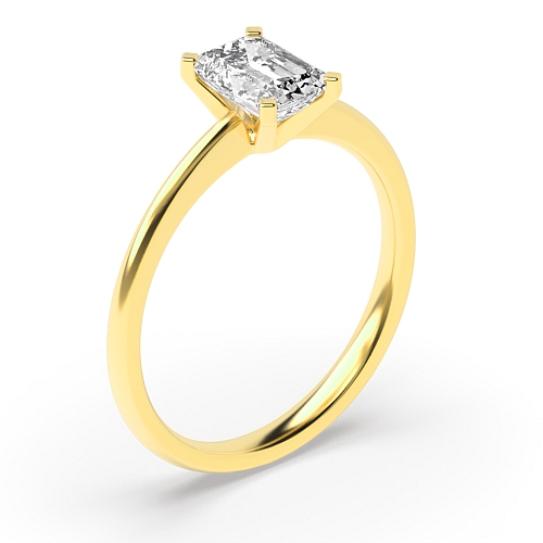 4 Prong Emerald Yellow Gold Tulip Engagement Rings