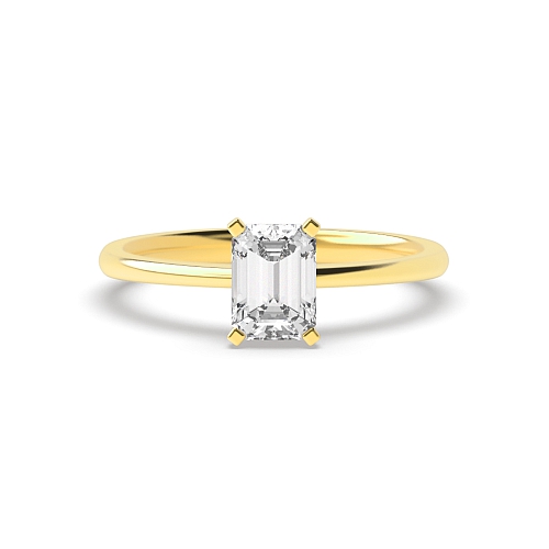 4 Prong Emerald Yellow Gold Tulip Engagement Rings