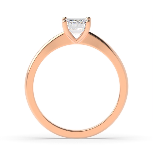 4 Prong Emerald Rose Gold Tapered shoulder Engagement Rings