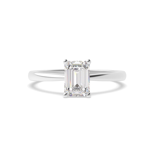 4 Prong Emerald Tapered shoulder Engagement Rings