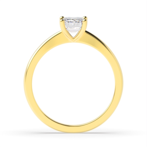 4 Prong Emerald Yellow Gold Tapered shoulder Engagement Rings