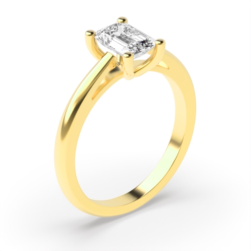 4 Prong Emerald Yellow Gold Gallary shoulder Engagement Rings