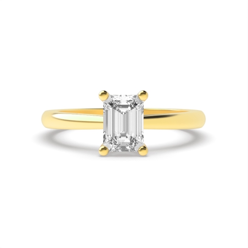 4 Prong Emerald Yellow Gold Gallary shoulder Engagement Rings