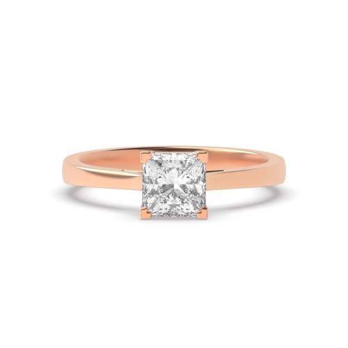 4 Prong Princess Rose Gold Corner box claw Solitaire Engagement Rings