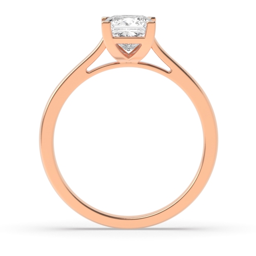 4 Prong Princess Rose Gold Corner box claw Solitaire Engagement Rings