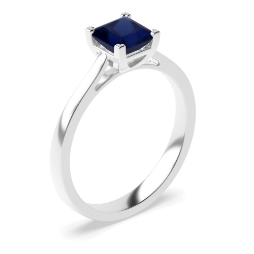 4 Prong Princess Corner box claw Blue Sapphire Engagement Rings