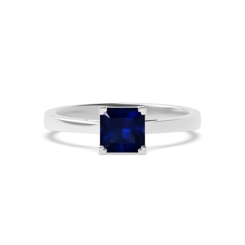 4 Prong Princess Corner box claw Blue Sapphire Engagement Rings
