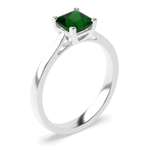 4 Prong Princess Corner box claw Emerald Engagement Rings
