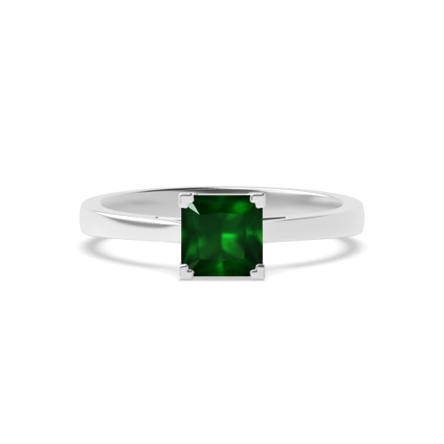 4 Prong Princess Corner box claw Emerald Engagement Rings