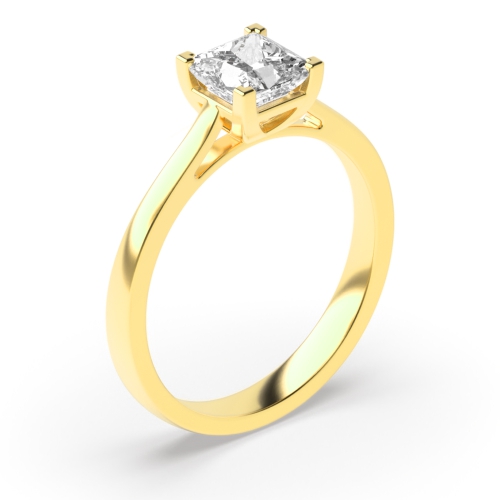 4 Prong Princess Yellow Gold Solitaire Engagement Ring