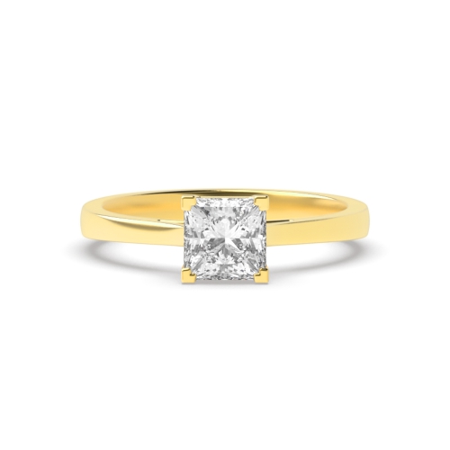 4 Prong Princess Yellow Gold Solitaire Engagement Ring