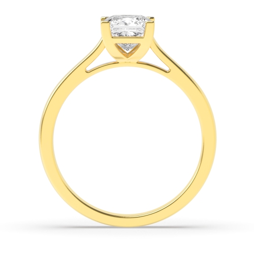 4 Prong Princess Yellow Gold Solitaire Engagement Ring