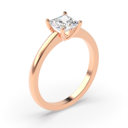 4 Prong Princess Rose Gold Open setting Engagement Rings