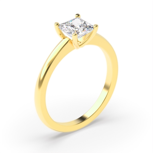 4 Prong Princess Yellow Gold Open setting Engagement Rings