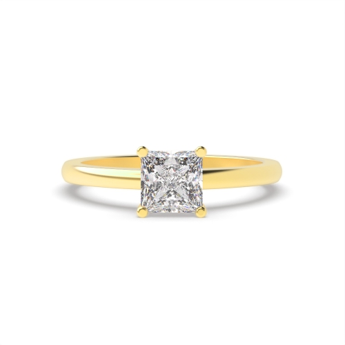 4 Prong Princess Yellow Gold Open setting Engagement Rings