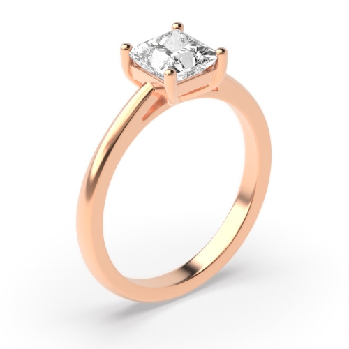 4 Prong Princess Rose Gold Basket set Engagement Rings