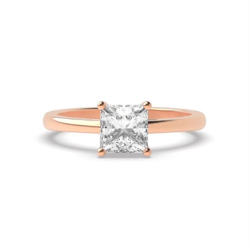4 Prong Princess Rose Gold Basket set Engagement Rings