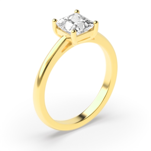 4 Prong Princess Yellow Gold Basket set Engagement Rings