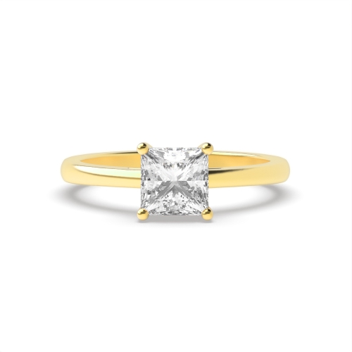 4 Prong Princess Yellow Gold Basket set Engagement Rings