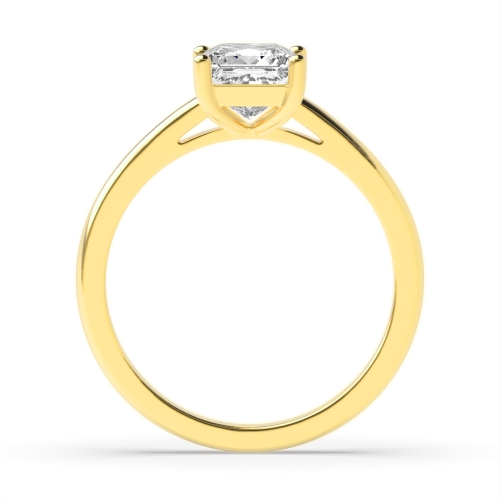 4 Prong Princess Yellow Gold Basket set Engagement Rings