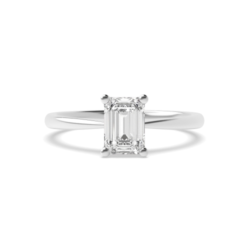 Emerald Narrow Shoulder Solitaire Engagement Ring