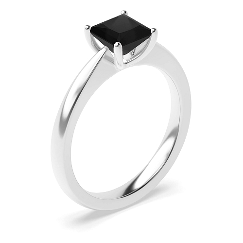 Narrow shoulder Black Diamond Solitaire Engagement Rings