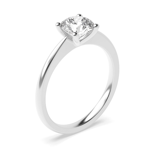 4 Prong Round Narrow Shoulder Solitaire Engagement Ring