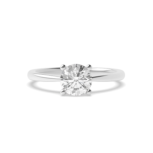 4 Prong Round Narrow Shoulder Solitaire Engagement Ring