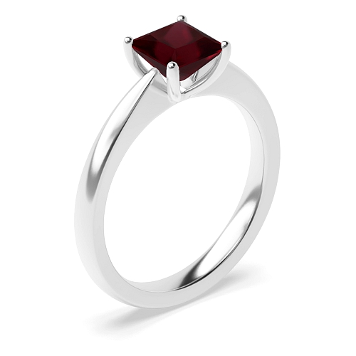 4 Prong Narrow Shoulder Ruby Solitaire Engagement Ring