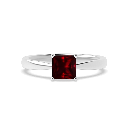 4 Prong Narrow Shoulder Ruby Solitaire Engagement Ring