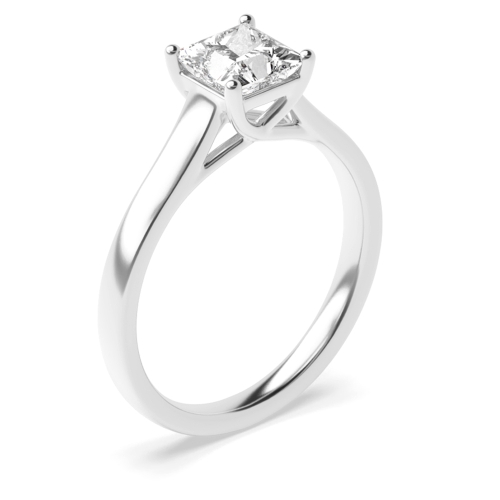 1 carat Princess Solitaire Diamond Engagement Ring In Cross Over Claws Setting