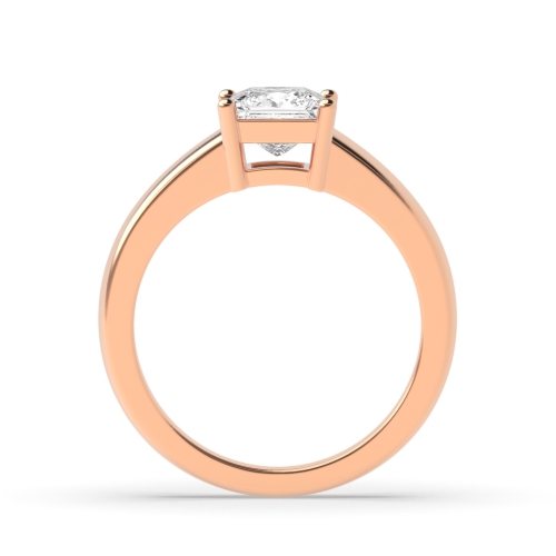 4 Prong Princess Rose Gold Wide shoulder Solitaire Engagement Rings