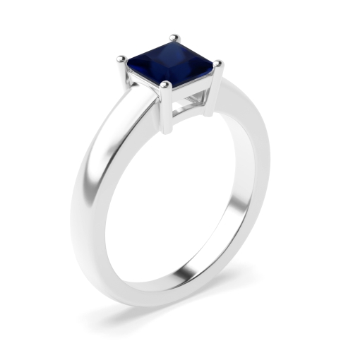 4 Prong Princess Wide shoulder Blue Sapphire Engagement Rings
