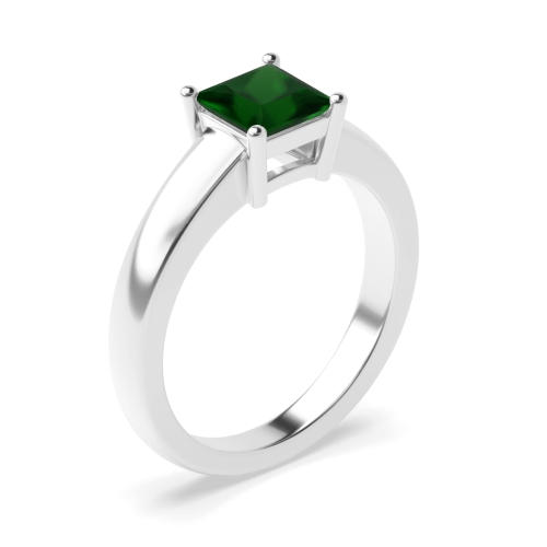 4 Prong Princess Wide shoulder Emerald Engagement Rings