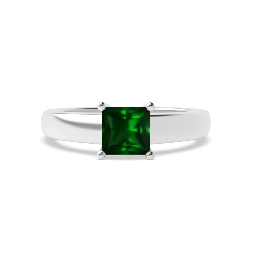 4 Prong Princess Wide shoulder Emerald Engagement Rings