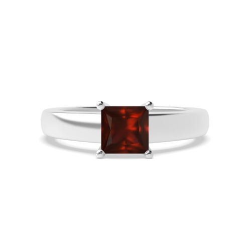 4 Prong Princess Wide shoulder Garnet Engagement Rings