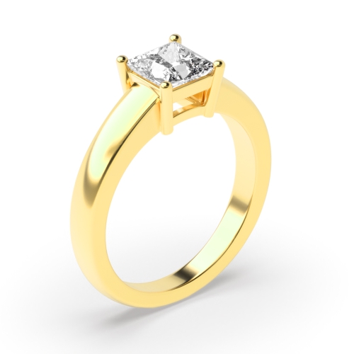 4 Prong Princess Yellow Gold Solitaire Engagement Ring