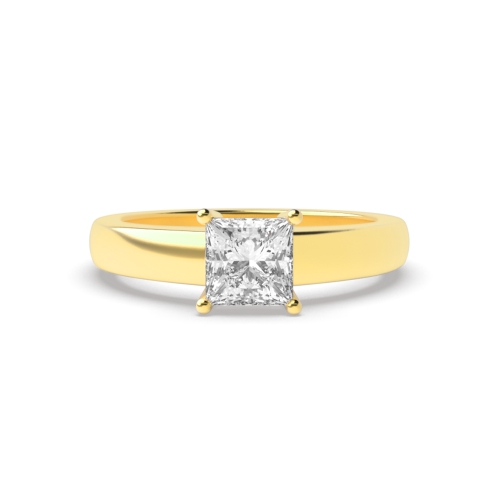 4 Prong Princess Yellow Gold Solitaire Engagement Ring