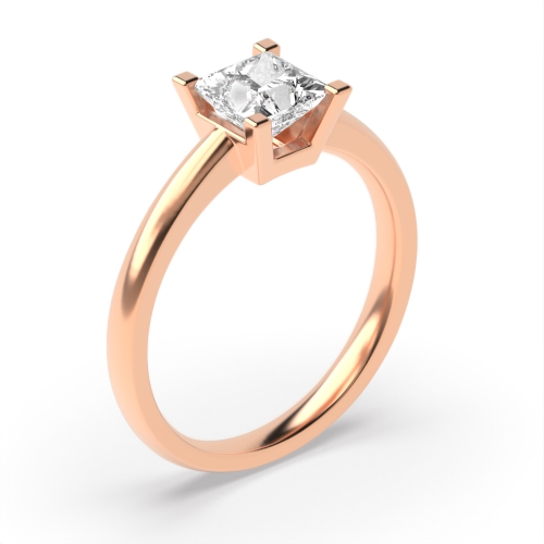 4 Prong Princess Rose Gold Basket open Engagement Rings